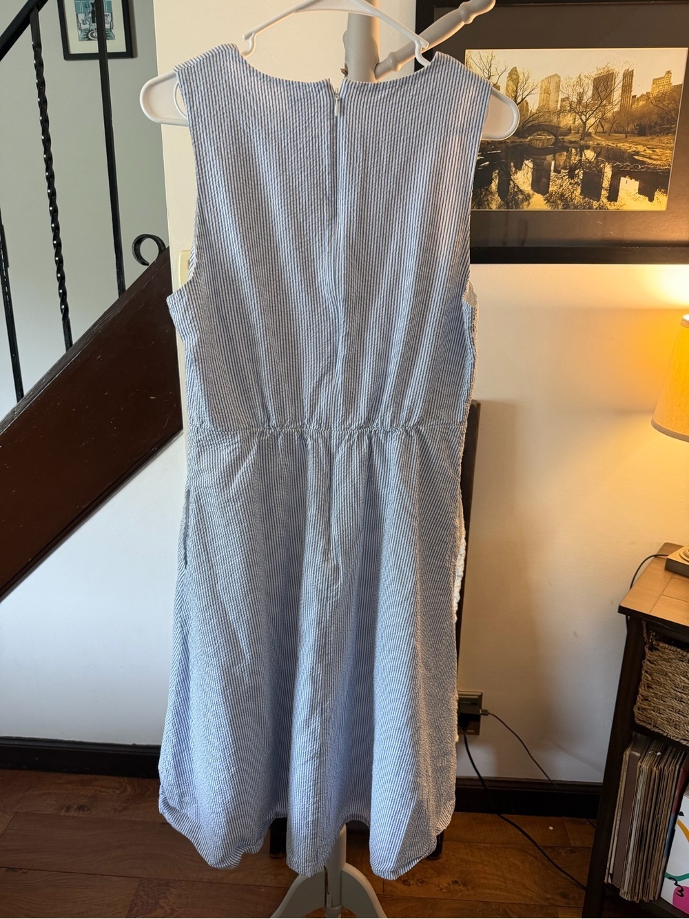 J. Crew Light Blue Sleeveless Fit-and-Flare Midi Dress - Picture 4 of 5